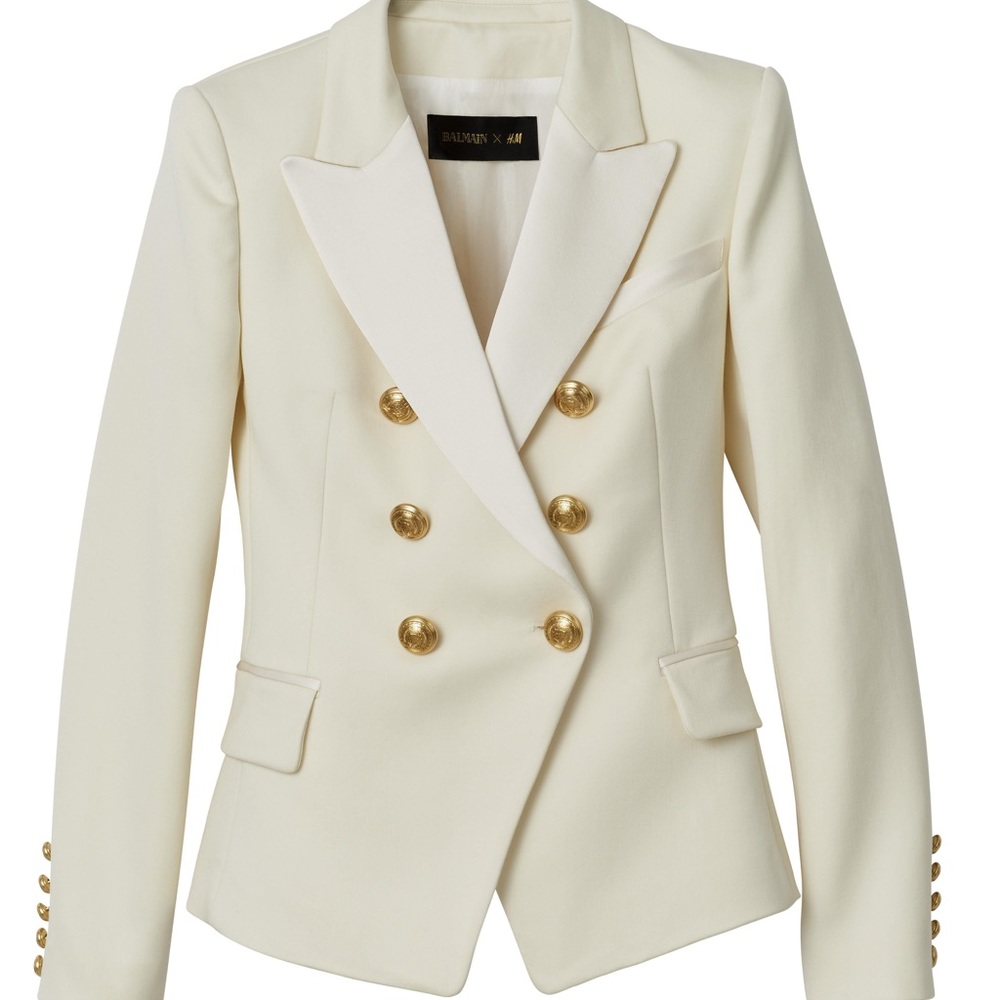H&M Balmain white blazer